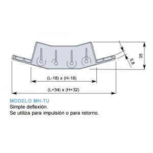 Rejilla Simple Deflexión Conducto Circular MH-TU 75 x 400 COLOR ALUMINIO
