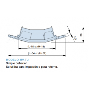 Rejilla Simple Deflexión Conducto Circular MV-TU 175 x 200 COLOR ALUMINIO
