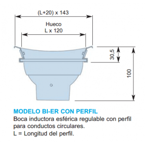 7 BOCAS INDUCTORAS BIER CON PERFIL Ø 850 y Ø 1200 mm COLOR NEGRO