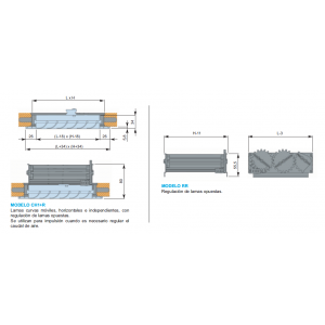 Rejilla Lama Curva CH1 + R 300 x 450 Color BLANCO