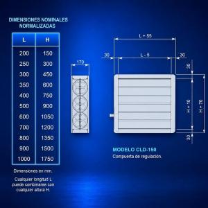 Compuerta de regulacion CLD-150 Diru aluminio lamas grandes grandes caudales