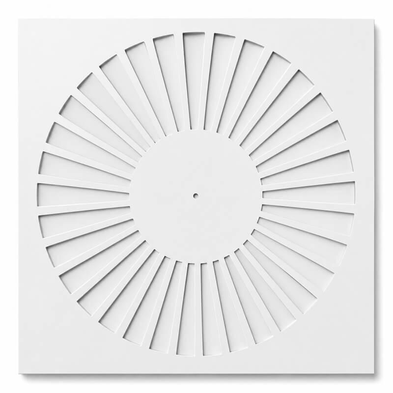 Difusor rotacional troquelado BasicAir BA-DROT-600-34 blanco 595x595mm 34 ranuras chapa