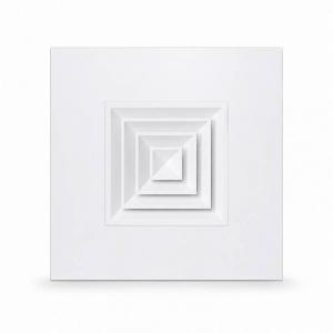 Difusor cuadrado multicono en placa techo modular BasicAir BA-PDCU blanco 4 vias