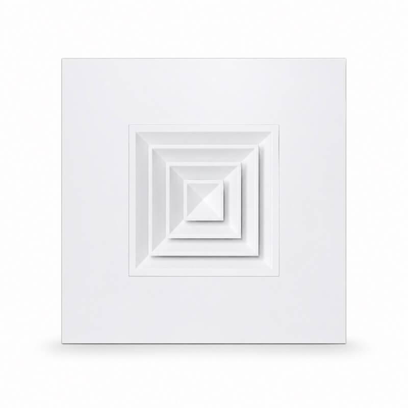 Difusor cuadrado multicono en placa techo modular BasicAir BA-PDCU blanco 4 vias