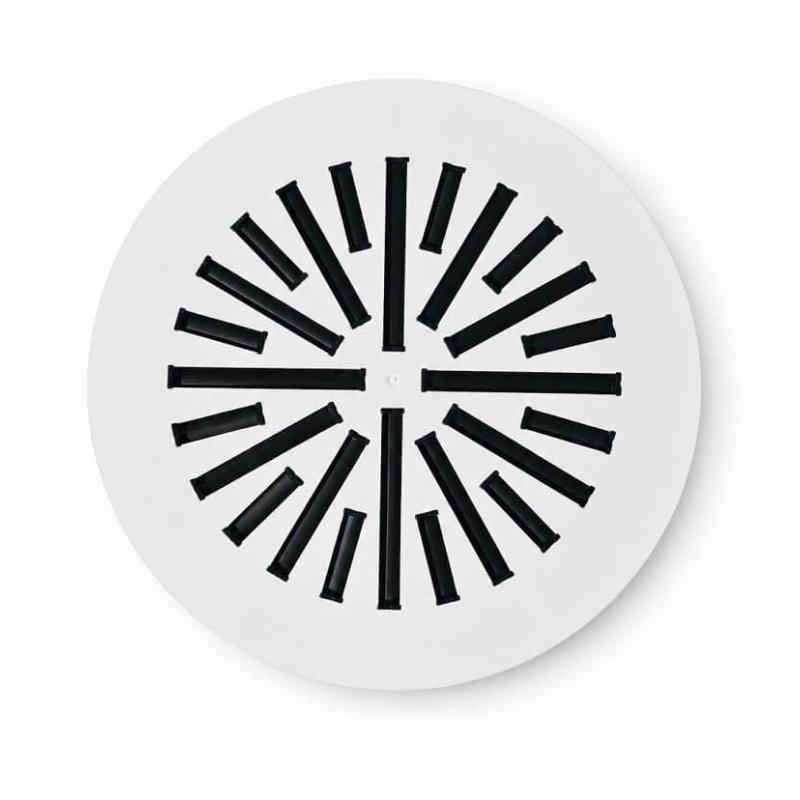 Difusor rotacional circular enrasado BasicAir BA-DROTC-600-28R blanco aletas negras cruceta 600mm