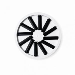 Difusor rotacional circular enrasado BasicAir BA-DROTC-400-12 aletas tangenciales negras cruceta 400mm