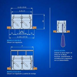 Difusor lineal DLE-B Industrias Diru perfil estrecho aluminio extruido lama orientable