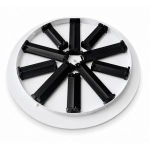 Difusor rotacional circular enrasado BasicAir BA-DROTC-300-10 blanco aletas negras instalado techo fijo