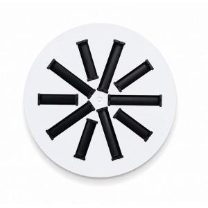 Difusor rotacional circular enrasado BasicAir BA-DROTC-300-10 blanco aletas negras instalado techo fijo