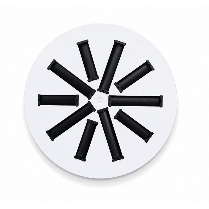 Difusor rotacional circular enrasado BasicAir BA-DROTC-300-10 blanco aletas negras instalado techo fijo