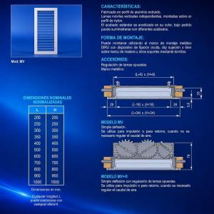 Rejilla de lamas orientables simple deflexion MV aluminio anodizado Industrias Diru