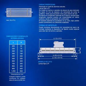 Rejilla lineal RLC-P15 para placas de yeso laminado blanco RAL 9016 Industrias Diru