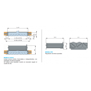 Rejilla Lama Curva CH2 + R 250 x 450 Color BLANCO