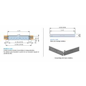 Rejilla Lama Curva CH2 + M 150 x 700 Color BLANCO