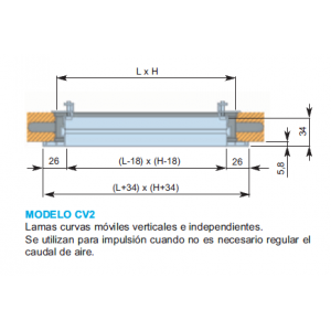 Rejilla Lama Curva CV2 100 x 300 Color BLANCO