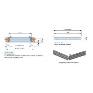 Rejilla Lamas Orientables Simple Deflexión MV + M 150 x 500 Color BLANCO
