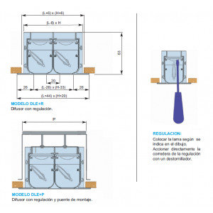 DIFUSOR LINEAL CON REGULACIÓN DLE + P 133 x 800 COLOR BLANCO