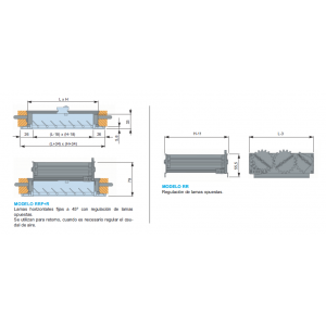 Rejillas de Lamas Fijas Horizontales RRF + R 500 x 1000 Color ALUMINIO